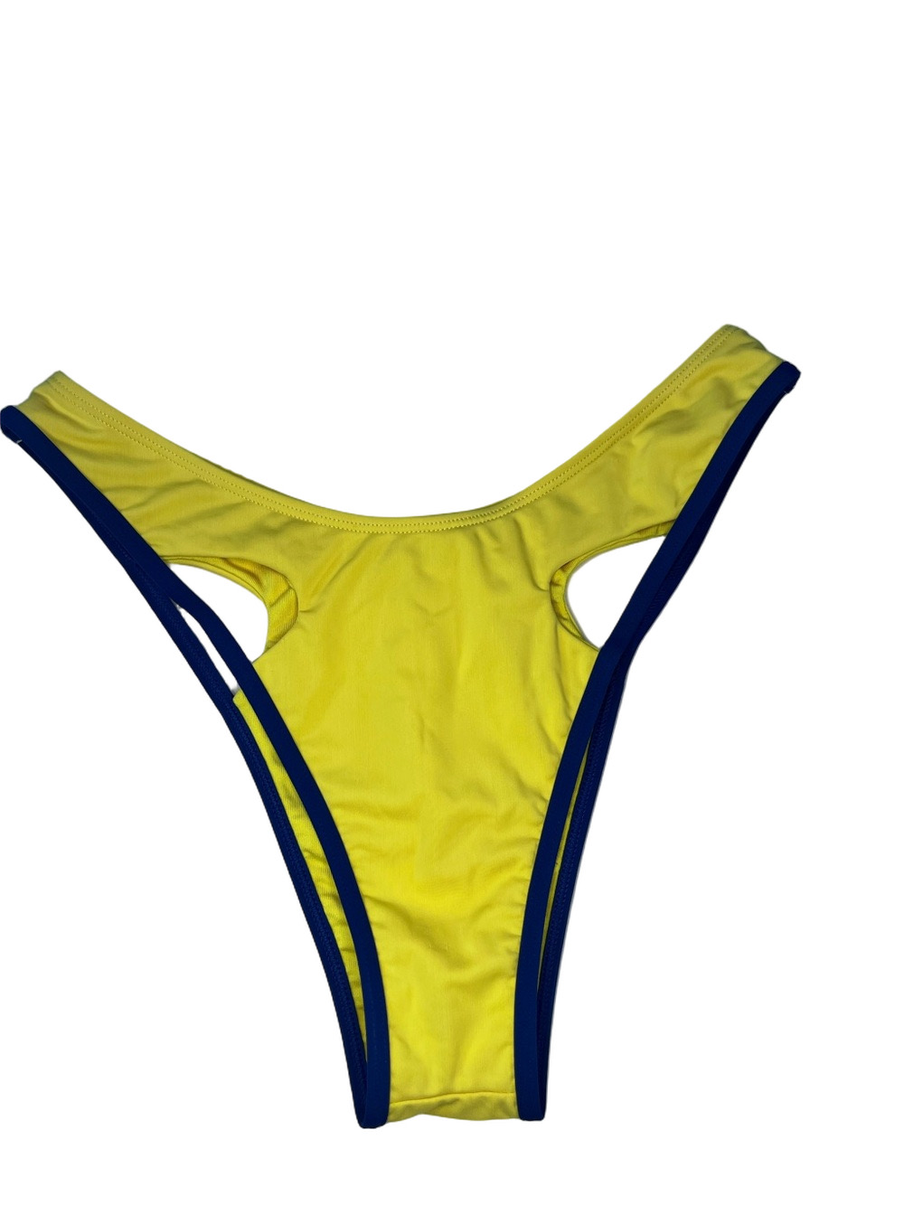 IconSwim Vintage High Waist Yellow Bikini Bottom with Cut-Out Design size M